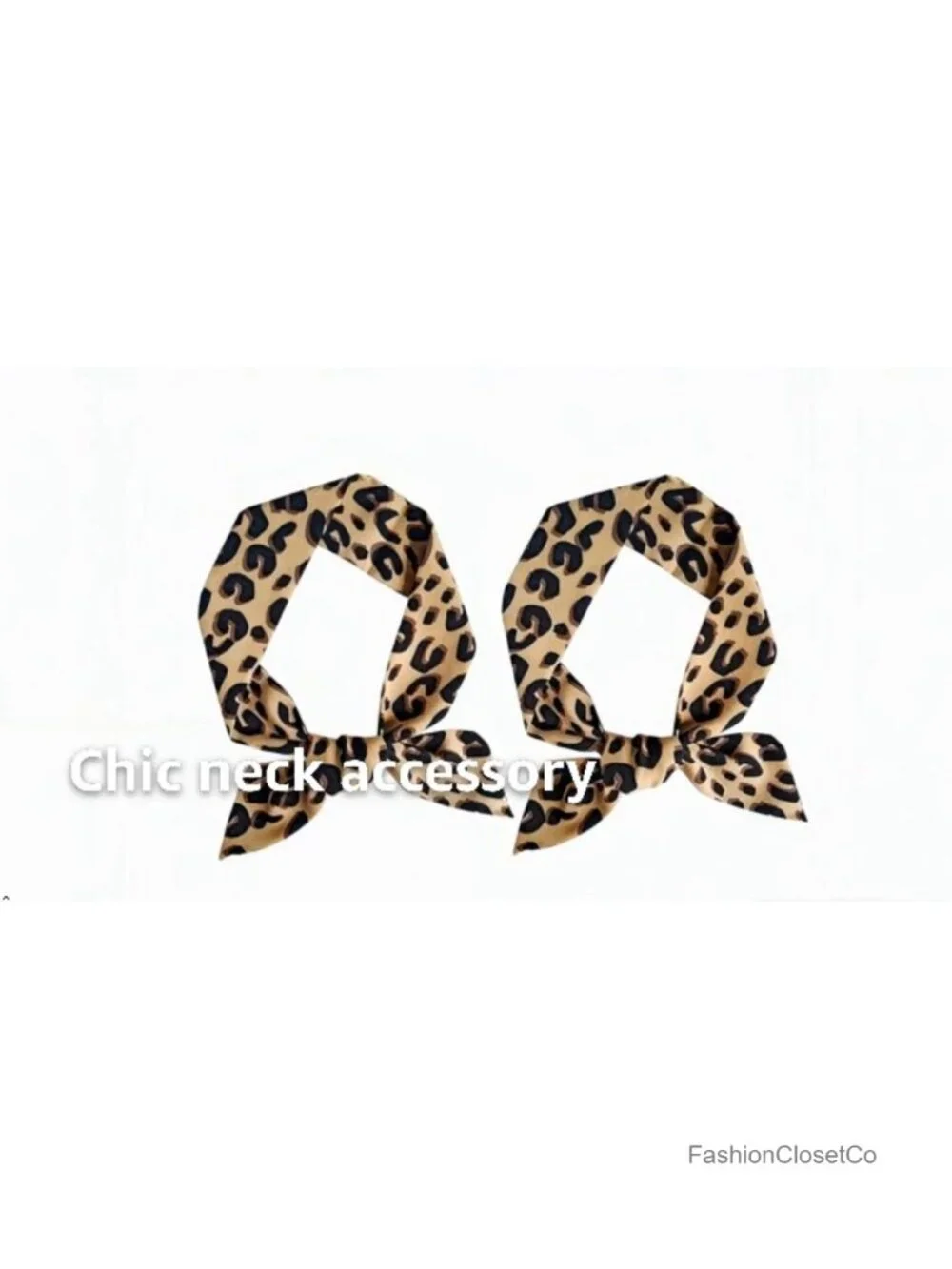 Set of 2 Leopard Print Neck Scarf Hair Accessory Purse Scarf Chiffon